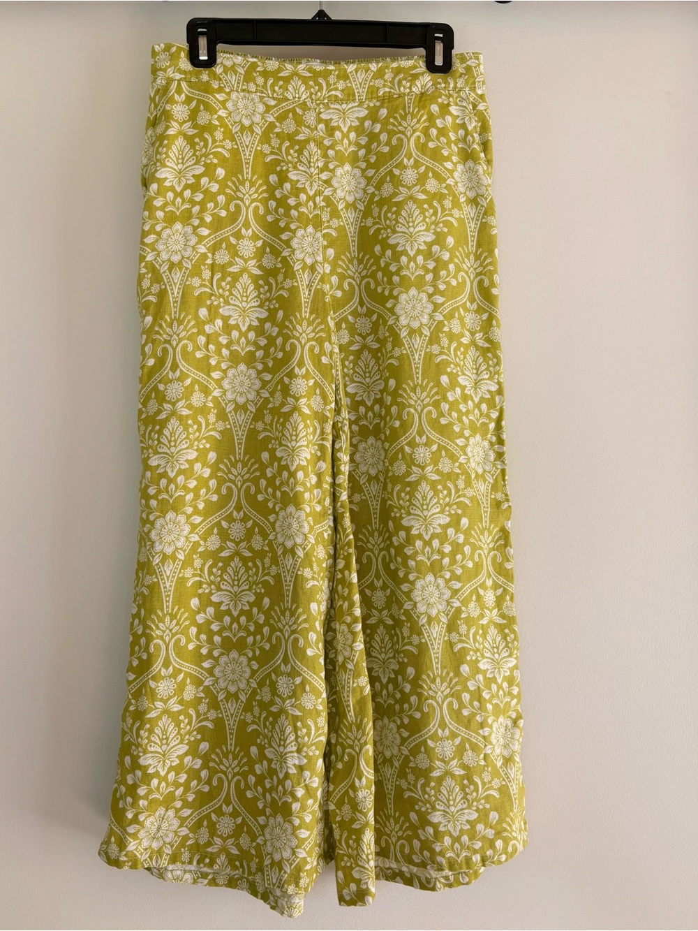 Joie 100% Linen Flat Front Wide Leg Floral Boho Cropped Flax Pants. Size medium